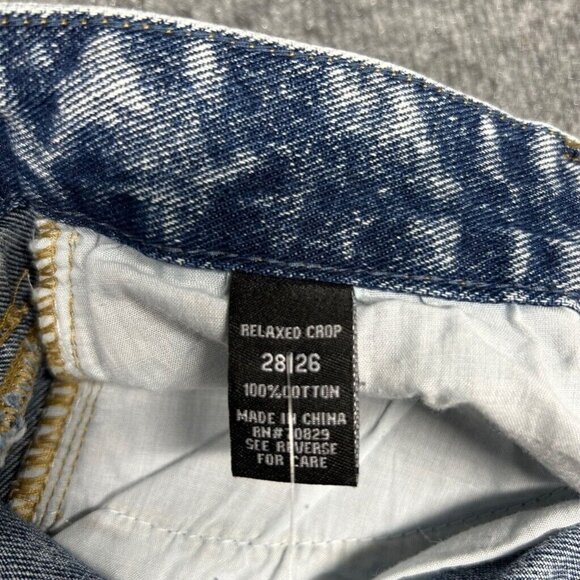 Rue21 Jeans Mens 28X26 Relaxed Cropped Blue Distressed Acid Wash Denim New - Picture 7 of 12